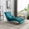 Okak Luxurious Velvet Button Tufted Chaise Lounge Chair with Transparent Feet,Comfy Upholstered Accent Chair for Bedroom,Living Room,Office - 2 of 4
