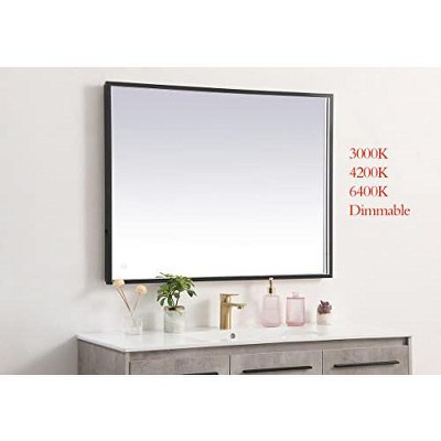 Rectangular Black Aluminum LED Mirror with Touch Sensor