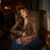Clotth Y2k Leopard Print Mesh Top - Long Sleeve Ruffle Shrug Cardigan, Tie Front Top, French Style, Dark brown with Leopard Print - 4 of 4