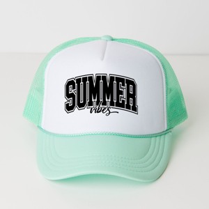 The Juniper Shop Varsity Summer Vibes Cursive Youth Foam Trucker Hat - Youth - White Seafoam - 1 of 1