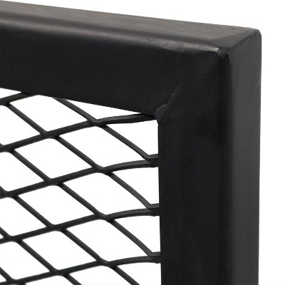 Heavy-Duty Black Steel Square Fire Pit Cooking Grill with Handles