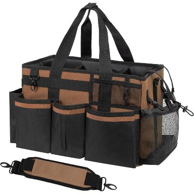 Wearable Cleaning Caddy Organizer with Handle & Shoulder Straps, Tool Bag with 4 Foldable Dividers for Under Sink & Car Cleaning