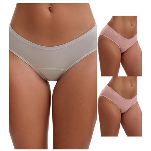 INSPIRE CHIC 3 Layers Period Leak Proof Briefs for Women's Cotton Mid-Waisted Underwear 3 Packs - 1 of 4