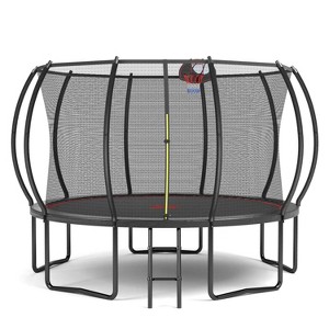 Belatt 12FT Pumpkin Trampoline with Enclosure Net and Ladder – Black & Red, Outdoor Use - 1 of 4