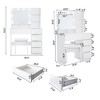 Makeup Vanity Desk Set with Mirror & Light, Dressing Table Storage Lots with Power Strip, 3 Lighting Modes with Adjustable Brightness, Stool - 4 of 4