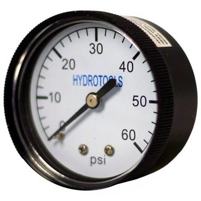 Swimline 60PSI HydroTools Rear Mount Pressure Gauge Swimming Pool Filter Pump Accessory 2.25" - Black/White