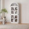 CuisinSmart 72in Tall Arched Bookshelf, Modern Farmhouse Bookcase with 4 Glass/Wood Doors & Open Shelf, Freestanding Display Cabinet Organizer - 3 of 4