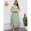 Womens Maternity V Neck Dress Ruffle Sleeve Pocket Baby Shower Maxi Dress - 2 of 4