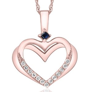 Pompeii3 Diamond Sapphire Heart Pendant Yellow White or Rose Gold Designer Veronica Wu - 1 of 3