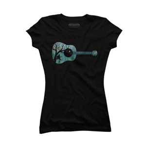 Junior's Design By Humans All I Need is My Music and a Starry Night By Maryedenoa T-Shirt - 1 of 2