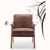 PAGED PU Leather Upholstered Accent Chair with Wood Frame, Mid Century Arm Chair for Bedroom, Reading Room, Black - 2 of 4