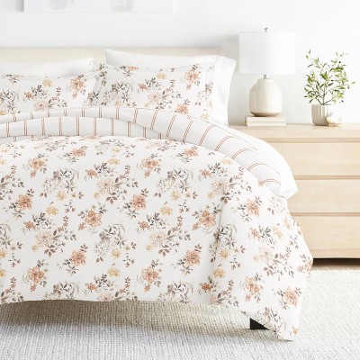 Sunset Garden Apricot 3PC Duvet Cover Set - Trendy Pattern, Zippered Closure, Breathable and Cozy - Becky Cameron