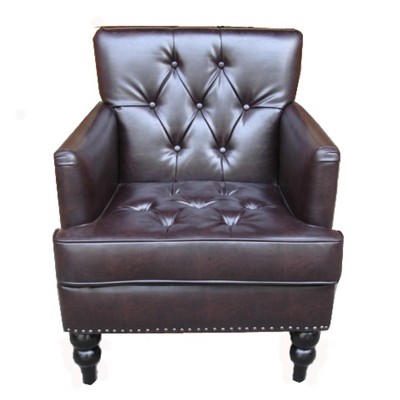 Modern Accent Club Chair, Button-Tufted Upholstered Armchair With Nailhead Trim