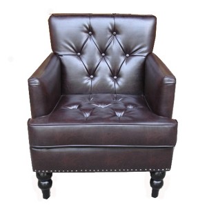 Modern Accent Club Chair, Button-Tufted Upholstered Armchair With Nailhead Trim - 1 of 4
