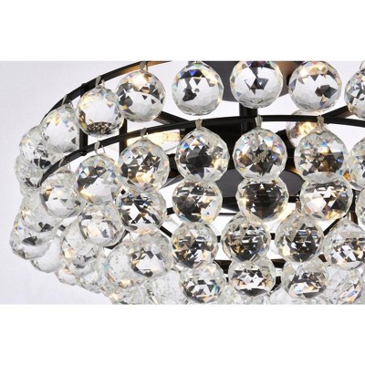 Savannah 18'' Black Iron and Crystal Flush Mount Light