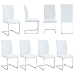 CAVINAS Modern Luxury Simple Arch Chair, PU High Resilience Dining Chair with Crazy Horse Texture and Arched Metal Leg - 1 of 4