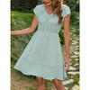 WhizMax Women's Short Sleeve  V Neck Swiss Dot Ruffle Tiered Mini Dress Casual Loose Flowy Swing A-Line Dress - 3 of 4