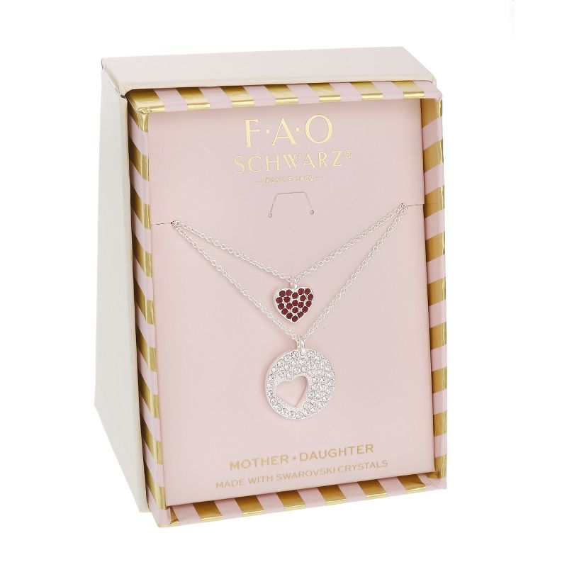 FAO Schwarz Fine Silver Heart Pendant with CZ Stone Accents Necklace Set, 2 of 4