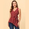 Allegra K Women's Sleeveless V Neck Tie Waist Asymmetric Hem Wrap Peplump Tops - 3 of 4
