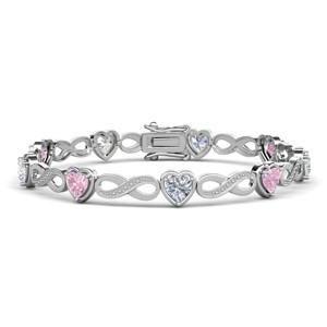 Cate & Chloe Amanda 18k White Gold Plated Heart Tennis Bracelet