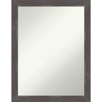 21" x 27" Non-Beveled Woodridge Rustic Gray Wood Bathroom Wall Mirror - Amanti Art