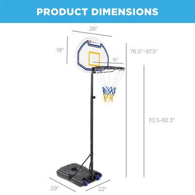 Kids Height-Adjustable Blue and Yellow Portable Basketball Hoop