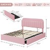 Queen Bed Frame with Storage Headboard, 2 Drawers, Upholstered Platform, Bookcase, No Box Spring Needed - 2 of 4