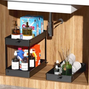 Hachikiko 3 Tier Rolling Storage Cart with Side Hoops, Mobile Organizer for Laundry Room, Bathroom, Kitchen, Office | Space - 1 of 4