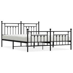 vidaXL 12" Black California King Metal Bed Frame with Headboard & Footboard No Mattress - 1 of 4