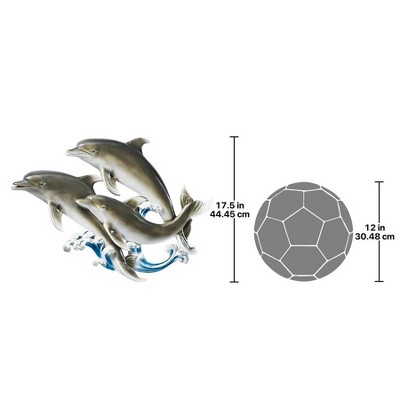 Hand-Painted Resin Dolphin Trio Wall Sculpture