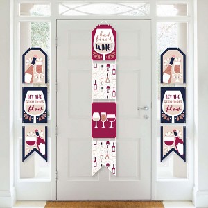 Big Dot of Happiness But First, Wine - Hanging Vertical Paper Door Banners - Wine Tasting Party Wall Decoration Kit - Indoor Door Decor - 1 of 4