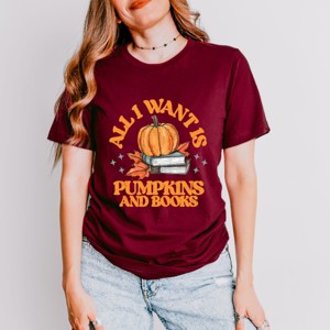 Simply Sage Market All I Want Is Pumpkins And Books Short Sleeve Tee - 1 of 4