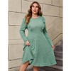 Women's Plus Size Fall Dresses Crew Neck Midi Sweater Dress Long Sleeve Casual Dress Ruffle Slim Knit Dress - 2 of 4