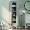Costway Tall Bathroom Floor Cabinet Narrow Linen Tower with 2 Doors & Adjustable Shelf Black/Coffee/Grey - 2 of 4
