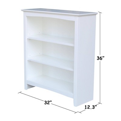 White Adjustable Solid Wood 36" Bookcase
