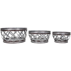 Northlight Set of 3 Metal Woven Nesting Baskets 12.5" - 1 of 4
