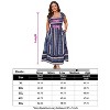 Coolmee Women Plus Size Casual Boho Striped Smocked Square Neck Short Sleeve High Waist Maxi Dress With Pockets - 4 of 4