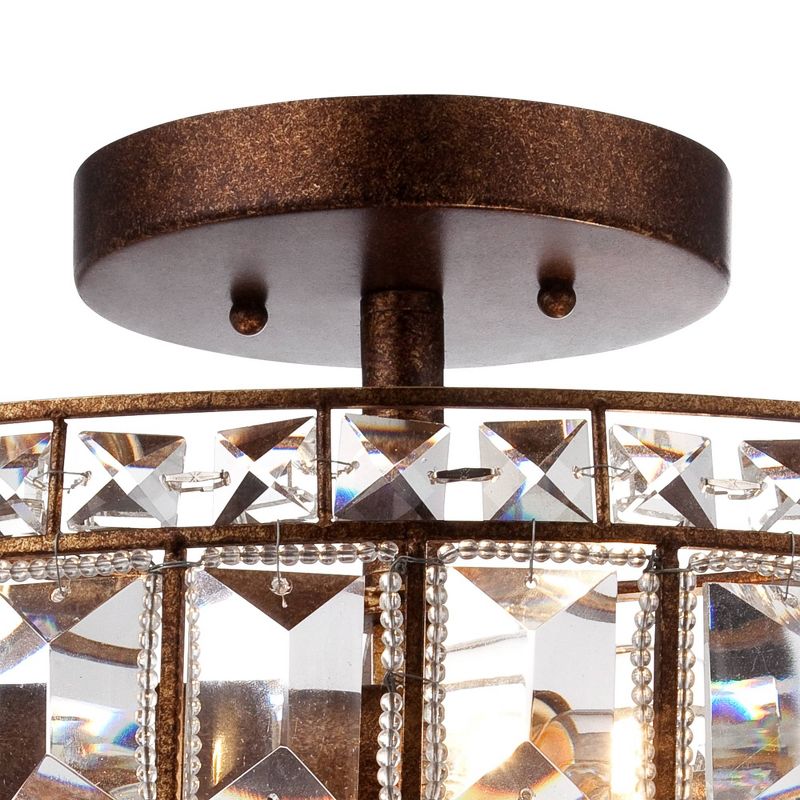 Vienna Full Spectrum Ibeza Vintage Ceiling Light Semi Flush Mount Fixture 15" Wide Mocha Brown 3-Light Faceted Clear Crystal for Bedroom Living Room, 5 of 12