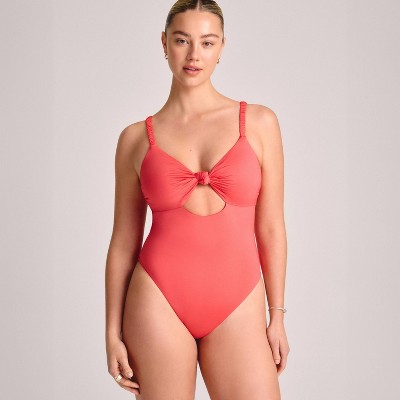 Vitamin A Women's Knot Front Keyhole Full Coverage One Piece Swimsuit
