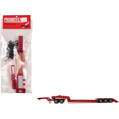 Heavy Equipment Lowboy Trailer with Jeep Red 1/87 (HO) Plastic Model by Promotex