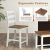 Tangkula Set of 2 Counter Height Chairs w/ Inclined Backrest Rubber Wood Crossbars - 4 of 4