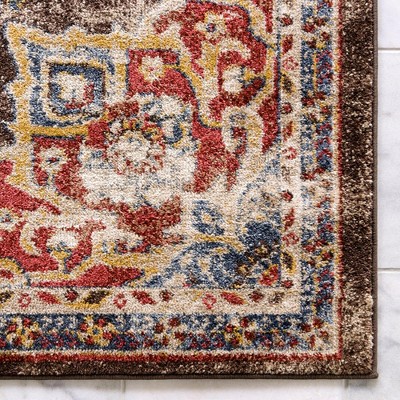 Chocolate Brown and Beige Abstract Synthetic 4' x 6' Area Rug