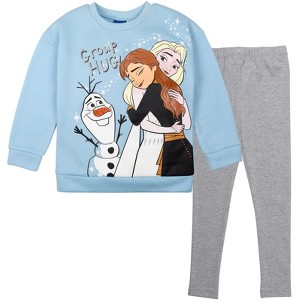 Disney Frozen Princess Anna Elsa Girls Sweatshirt and Leggings Outfit Set Toddler - 1 of 4