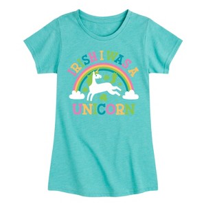 Girls' - Instant Message - St. Patrick's Day Irish I Was A Unicorn Fitted Short Sleeve Graphic T-Shirt - 1 of 4