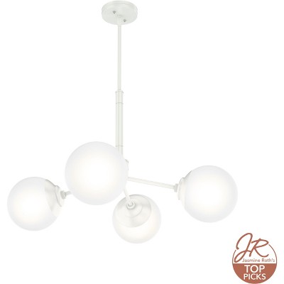 Matte White 4-Light Sputnik Chandelier with Glass Globes