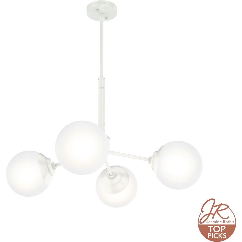 4-Light Hepburn Modern Cased White Glass Chandelier Ceiling Light Fixture - Hunter Fan, 2 of 5