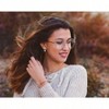 Sterling Silver Hoop Earrings with White Freshwater Pearls Advanced Fashion Temperament - 2 of 4