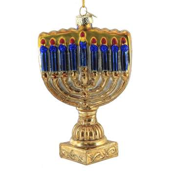 Noble Gems Menorah  -  One Ornament 5 Inches -  Celebration Lights Tabernacle  -  C1739  -  Glass  -  Gold