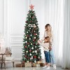 7.5ft Pre-lit ChristmasTreewith Dual Lights Slim Flocked Artificial Xmas Tree with 600LED Lights,Easy Assembly,Stand Included for Holiday Home Decor - 3 of 4