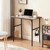 VECELO 32/43 in. Small Computer Desk, Writing Desk with Hooks, Work Desk with Adjustable Feet for Small Space, Brown - 4 of 4